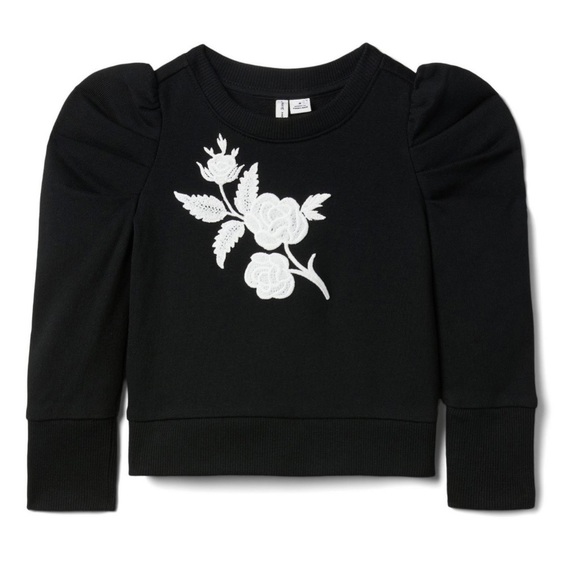 Janie and Jack Flower Appliqué Puff Sleeve Sweatshirt - Picture 1 of 6